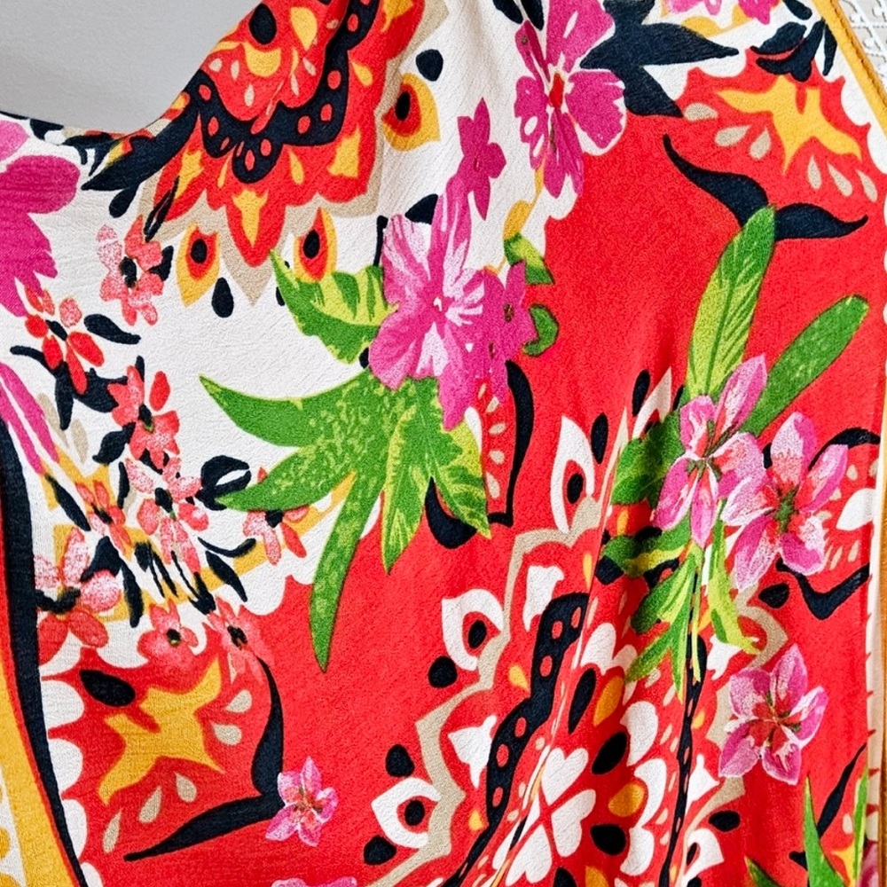 🟠 Nine West Floral Multicolor Kimono One Size-New w/ Tag - Picture 4 of 7